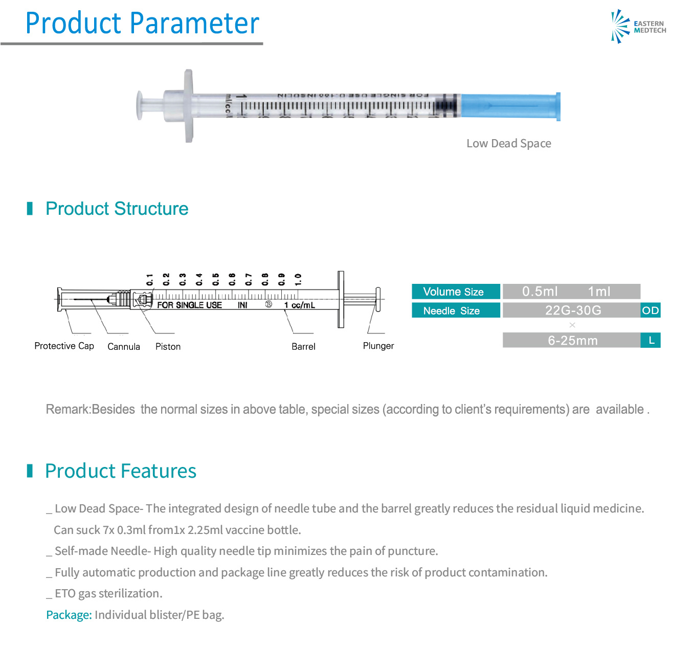 vaccine syringe features